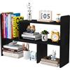 EasyPAG Scaffale Libreria Mini Legno Regolabile, Scrivania Organizzatore Tavolo, Piccola Libreria Autoportante per Casa, Ufficio, Scuola, Studio,Nero