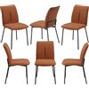 REDÒKASA Set 6 sedie imbottita CAMILLA per cucina, sala da pranzo e soggiorno, design moderno, gambe coniche robuste finitura ghisa, schienale e seduta rivestiti con tessuto effetto doppio tono (6, Ruggine)