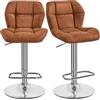 Yaheetech Set 2 Sgabelli Bar Alti Cucina Moderni Design in Similpelle con Schienale Girevole 360° Altezza Regolabile da Penisola Marrone Retro
