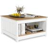 COSTWAY Tavolino da Salotto, Tavolino da Caffè in Legno con 2 Ripiani Aperti, Tavolo Moderno e Rettangolare per Soggiorno, Camera da Letto e Studio, Portata 160 kg, 80 x 80 x 45 cm