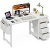 Grandder 120 cm Piccolo tavolo per computer con 4 cassetti in tessuto, scrivania reversibile per bambini, adolescenti, moderno tavolo da lavoro per camera da letto e stanze piccole, bianco