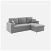 sweeek Divano letto compatto in tessuto, 3 posti Grigio chiaro - 213.5x136.5x83 cm