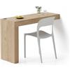 Mobili Fiver, Tavolo da pranzo Evolution 120x40, Rovere Naturale con Una Gamba e Caricatore Wireless, per 2 persone, Tavolo Da Pranzo Moderno Cucina, Made in Italy