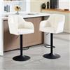 KHISCHMO Set di 2 Sgabelli da Bar in Velluto, Girevoli 360° Regolabili in Altezza, Sedie Alte con Braccioli, Schienale Ergonomico e Seduta Imbottita, Cucina Home Bar Bianco