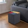 Liberoshopping Pouf Quadrato 41x41xH48 cm, Imbottito in Tessuto Antimacchia Grigio Patchwork, Poggiapiedi Design Moderno per Soggiorno e Camera, 100% Made in Italy