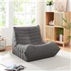 [en.casa] Poltrona Bassa Senza Braccioli Sedia Imbottita da Pavimento con Rivestimento Trapuntato Velluto a Coste Pouf Poltrona Relax Soggiorno Camera da Letto 75x90x100 cm - Grigio