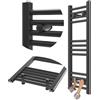 Granitan Termoarredo Bagno 30x80 cm - 224W - Termo Arredo da Bagno - Termoarredo Idraulico - Termosifone da Parete - Nero