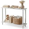 HOOBRO Tavolo Console Stretto da 100 cm, Consolle Ingresso a 2 Ripiani, Tavolino Laterale e da Ingresso, per Dietro Divano, Gambe in Legno Massello a Forma di Zucca, Bianco EWT105XG01