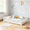 MISNODE Letto Montessori per Bambini, Lettino Montessori a Pavimento 90x200 cm, Letto Evolutivo per Bambino in Legno Massello di Pino con Rete a Doghe, Lettino Bambino, Bianco (Bianco + 90 x 200cm)
