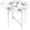 HOMCOM Tavolo da Pranzo Rotondo Pieghevole per 2-4 Persone, Ø80 cm Tavolo Cucina a Ribalta con Gambe a X in Acciaio, Salvaspazio per Soggiorno Sala da Pranzo, Bianco