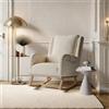 FEEOHOME - Poltrona per cameretta, poltrona a dondolo con tasche laterali, sedia con braccioli e schienale, base in legno, per camera da letto, soggiorno