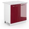 Vicco Mobile lavello cucina Fame-Line, Bordeaux lucido, 80 cm con ripiano, PL Marmo, per la combinazione con altri moduli della serie Fame-Line