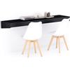 Mobili Fiver, Scrivania sospesa a muro Evolution 180x40, Nero Frassino, Made in Italy