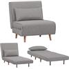 EVERGREENWEB MATERASSI & BEDS EVERGREENWEB Poltrona Letto Singolo con Cuscino Imbottito INCLUSO, Tessuto Grigio, Divano 1 Posto Salvaspazio Pieghevole, Pouf Poggiapiedi, Comodo Schienale Regolabile Clic Clac, Gambe in Legno, FOLDY