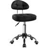 BFTOU Sgabello quadrato girevole su ruote, perfetto per lavoro, spa, negozi, massaggi, altezza regolabile e conveniente, sedia con schienale bianco (nero)