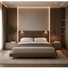 P17 - TESTIERA | Spalliera in Ecopelle con 2 Lampade a Led Touch | Colore Elephant | Cuciture Righe | Dimensioni L.160 H.60 |