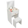 soudesileim Tavolo da toeletta autoportante con specchio pieghevole, sedia, 1 cassetto, 1 vano portaoggetti pieghevole con pareti divisorie, portata 90 kg, tavolo da toeletta con specchio piccolo
