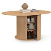 IDMarket - JULIETTE Tavolo da pranzo rotondo allungabile per 4-8 persone con gambe a doghe e contenitore 110-150 cm