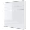 Homlando Lenart Bed Concept BC13 - Letto per armadio, 180 x 200 cm, letto pieghevole verticale, armadio con letto pieghevole integrato, letto a muro con rete a doghe, bianco opaco e bianco lucido