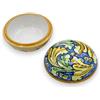 SICILIA BEDDA CAPACI Portagioie in Ceramica Caltagirone Modello Bombato - Ø 10 x h 6 cm ca. (1Unità) con opzioni Colore e Decoro Casuale - Blue