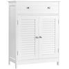 Brigros WeHome - Mobiletto bagno salvaspazio Jessica, Mobile da Terra con Ripiano Regolabile Bianco, 60x35x87 cm, Mobiletto in Legno con 2 Ante e Cassettone superiore (Bianco)