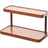 ANDHMAIY Organizzatore per mensola da cucina a 2 ripiani, organizer per postazione bar per piano di lavoro, porta spezie salvaspazio, rialzo per scrivania, accessori da bar color legno