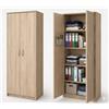 BDW Tom - Armadio con mensola, pannello in strato, 2 ante, 5 ripiani, opaco, per ufficio, dormitorio, corridoio (Rovere Sonoma, 180 x 75 x 35 cm)