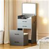 Gurexl 3 in 1 Toeletta con Specchio Pieghevole,Piccola Vanity con 4 Scomparti e Sgabello Imbottito,tavolo da toeletta per trucco ragazza,salvaspazio,per la Camera da,toeletta trucco,Grigio
