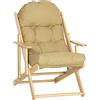 HOMCOM Sedia per Soggiorno Pieghevole con Braccioli e Cuscino Imbottito, Sedia Imbottita in Legno di Faggio e Tessuto, 71x89x96 cm, Marrone Chiaro