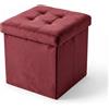 INTRECCI Pouf Salvaspazio in Velluto - Panca Imbottita Versatile e Facile da Pulire - Contenitore Quadrato 38x38x38 cm - Design Moderno e Compatto, Facile da Montare - Colore: Bordeaux