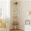 Hoctieon Scaffale d'Angolo Rustico Industriale 4 Livelli, Libreria a Scala per Soggiorno, Cucina, Ufficio Domestico, Balcone, Spazi Piccoli, Struttura in Metallo,Bianco