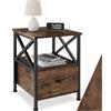 tectake 801114 Comodino Falkirk, 2 ripiani, Cassetto