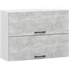 AKORD | Pensile da Cucina a Parete - Oliwia 80 cm G2 | 2 Ripiani e 2 Anta Armadio da Cucina | Componibile Mobili da Cucine Armadi | Pannello laminato | 80 x 30 x 58 cm | Bianco & Cemento