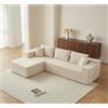 Galyar Divano Chic Modular Chaiselongue Moderno in Schiuma Compressa Spedizione Scatola Senza Montaggio, (Rivestimento Bouclé Beige, Chaiselongue Destro)