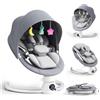 Mechprip Sdraietta Neonati Elettrica con Schienale Regolabile su 2 Livelli - App e Telecomando Dondolo Neonati Elettrico con 3 Timer, 5 Velocità di Altalena, 12 Musiche, Altalena Neonato Bluetooth (Grigio)