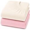 Dudu N Girlie lenzuolo con angoli per lettino, in jersey di cotone, 70 cm x 140 cm, pezzi, colore: Crema/rosa