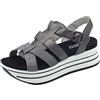 IGI&Co 3678200 Capra Carbone Sandali Donna in Pelle e Tessuto con allaccio a Fibbia e Zeppa Alta (Taglia 37)