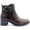Keys Boot Stivaletto in vera pelle da donna fibbia e zip tacco 4,5 cm K-8530 Marrone (36)
