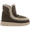 Mou Stivali invernali, camoscio verde oliva con cuciture decorative crema, suola flessibile, Verde oliva, 41 EU