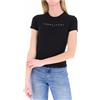 Tommy Jeans Tommy Tjw Slim Linear Tee Ext Black1 T-Shirt M/M Nero Donna