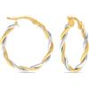 LeCalla Orecchini a cerchio da donna, in argento Sterling 925 testurizzato, placcati in oro 14 carati, leggeri, design italiano, diametro 25, 30, 40, 45, 50 mm, 30mm, Argento sterling, Non pietra