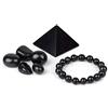 Heka Naturals Piramide di Shungite Lucidata (5 cm), Bracciale Elastico e Pietre Burattate | Decorazioni per la Casa, Purificazione dell'acqua, Disintossicazione, Gioielli Chakra