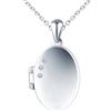 MICSAVI Collana Medaglione Ovale Portafoto in Argento 925 per Donne Ragazze, Catena e Ciondolo Ovale con 3 Zirconi, Collana di Foto Personalizzata Gioielli per Mamma Fidanzata