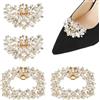 WADORN 4 pezzo di Clip per Scarpe con Strass di Cristallo, 2 Stili Fermagli per Scarpe con Strass Ciondoli per Scarpe Da Sposa Fiore Brillante Clip per Scarpe Clip per Staccabile Fibbia,Oro