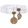 Farfume Bracciali Chakra per le donne - Cristalli Bracciale Donne Pietre Naturali Yoga Reiki- Un set di bracciali doppi (Quarzo Chiaro(Chiarezza) Medio)