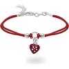 inSCINTILLE Braccialetti Bambina con Filo Cerato e Charm in Argento 925, Girotondo Bracciale Bambina e Bambino (Cuore Rosso)