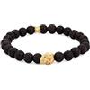 Kuzzoi Buddha 0207261725 - Bracciale da uomo con perle di lava (nero) e teschio perlina in argento Sterling 925, con pietre di pietra, lunghezza 19-23 cm, 19 cm, Argento sterling, Pietra lavica Perla