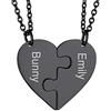 GoldChic JEWELRY Collana Puzzle a 2 pezzi Collane Del Migliore Amico Per 2 Ragazze, Collana a Buon Mercato Con Cuore Spezzato Bff, Regalo collana dell'Amicizia Nera Collana Donna Nera