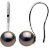 PEARLS & COLORS - Orecchini pendenti con Vere Perle coltivate di Tahiti rotonde 8-9 mm - Qualità A+ - Argento 925, gioiello da donna