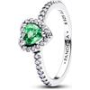 PANDORA Anello da donna in argento con cuore, verde menta 198421C08, 54, Argento sterling, Zirconia cubica